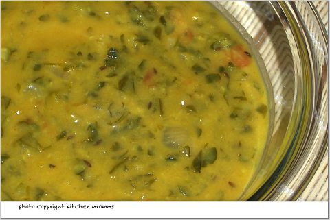  1 ½ cups of cooked moong dal (split green gram); 1 medium sized onion, 